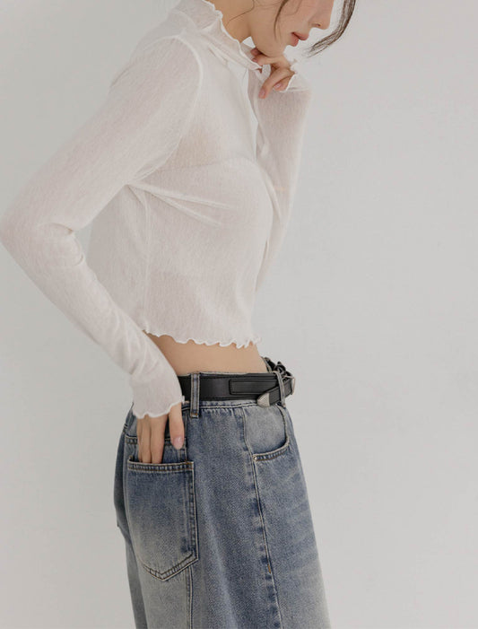 Ethereal Ruffle Sheer Blouse