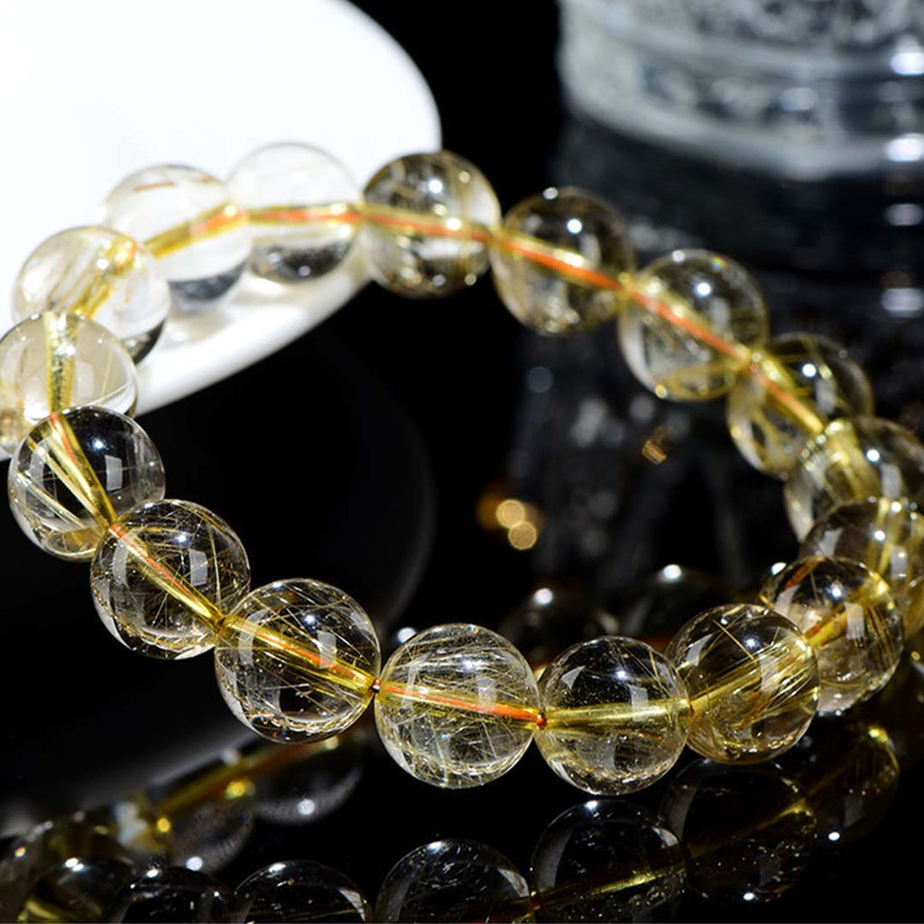Premium Quality Titanium Golden Rutilated Quartz Bracelet