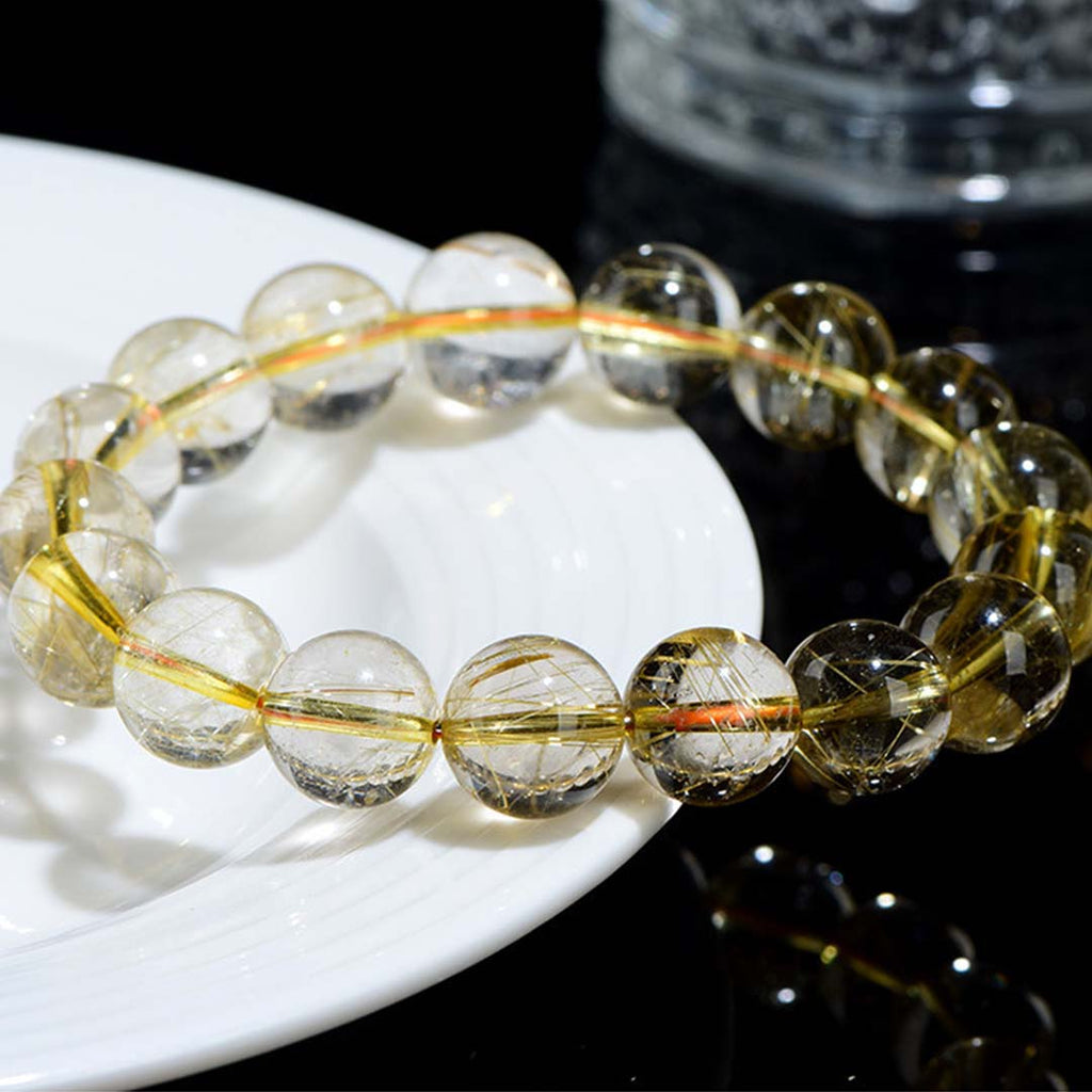 Premium Quality Titanium Golden Rutilated Quartz Bracelet