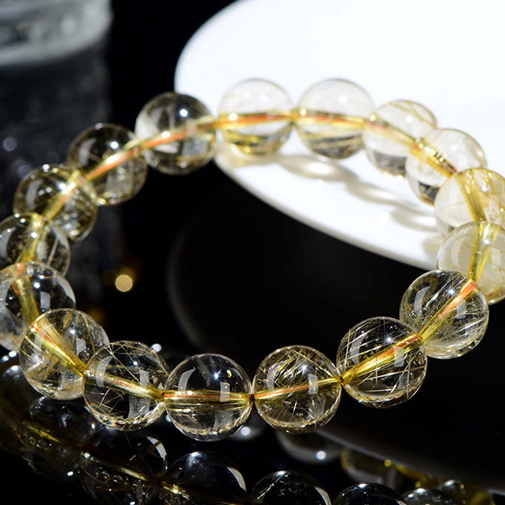 Premium Quality Titanium Golden Rutilated Quartz Bracelet